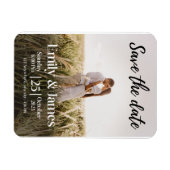 Einfaches elegantes modernes Foto Hochzeit rettet Magnet (Horizontal)