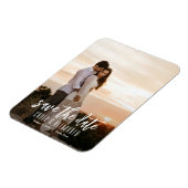 Einfaches elegantes modernes Foto Hochzeit rettet Magnet (Linke Seite)
