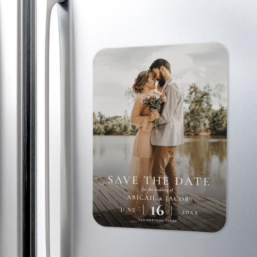 Einfaches elegantes modernes Foto Hochzeit rettet  Magnet