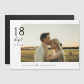 Einfaches elegantes modernes Foto Hochzeit rettet  Magneteinladung (Vorne/Hinten)