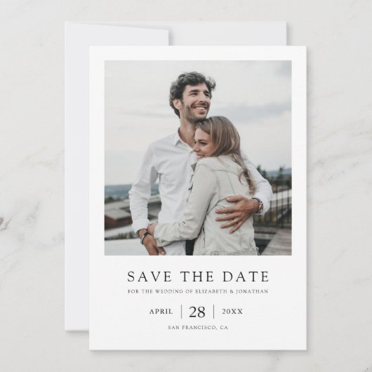Einfaches elegantes modernes Foto Hochzeit rettet Save The Date (Vorderseite)
