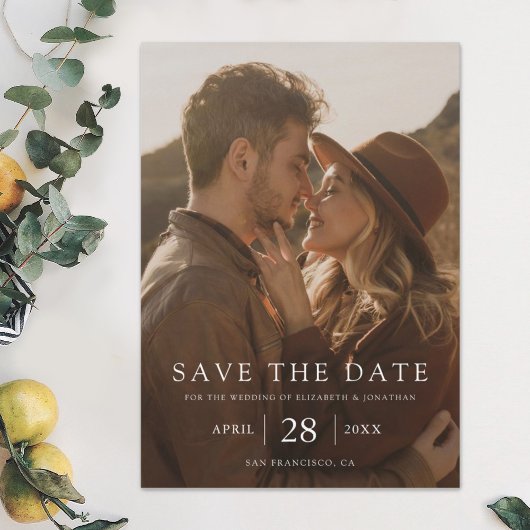 Einfaches elegantes, modernes Foto Save The Date