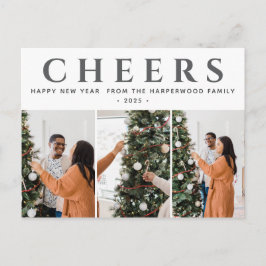 Einfaches Elegantes Modernes Glück Neues Jahr Drei Feiertagspostkarte