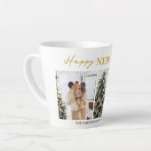Einfaches Elegantes Modernes Happy Neujahr Zwei Fo Milchtasse (Linke Ecke)