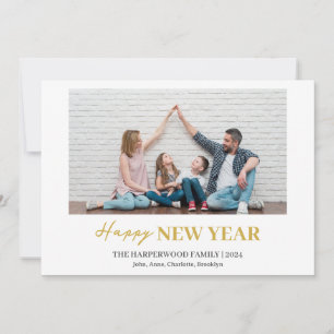 Einfaches Elegantes Modernes Happy New Year One Fo Feiertagskarte