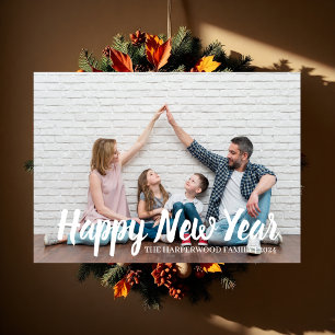 Einfaches Elegantes Modernes Happy New Year One Fo Feiertagskarte