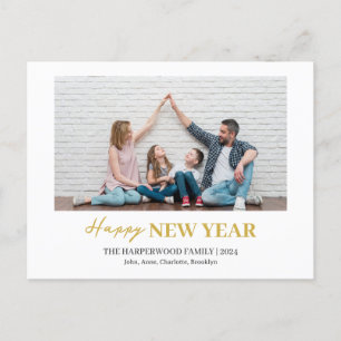 Einfaches Elegantes Modernes Happy New Year One Fo Feiertagspostkarte