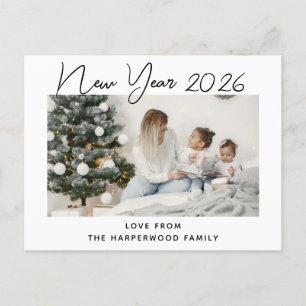 Einfaches Elegantes Modernes Happy New Year One Fo Feiertagspostkarte