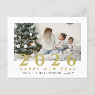 Einfaches Elegantes Modernes Happy New Year One Fo Feiertagspostkarte