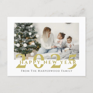 Einfaches Elegantes Modernes Happy New Year One Fo Feiertagspostkarte