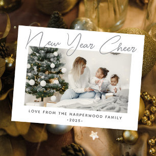 Einfaches Elegantes Modernes Happy New Year One Fo Feiertagspostkarte