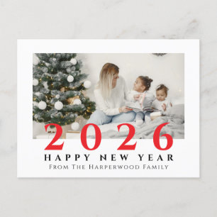 Einfaches Elegantes Modernes Happy New Year One Fo Feiertagspostkarte