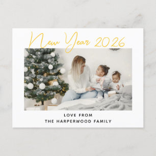 Einfaches Elegantes Modernes Happy New Year One Fo Feiertagspostkarte