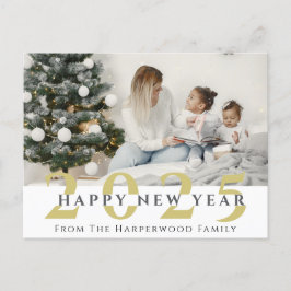 Einfaches Elegantes Modernes Happy New Year One Fo Feiertagspostkarte