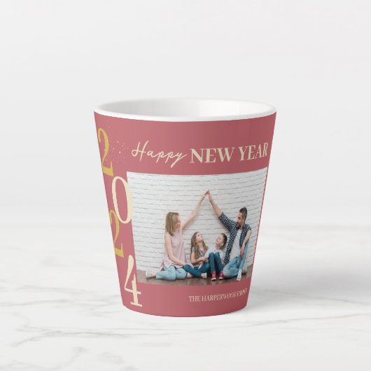 Einfaches Elegantes Modernes Happy New Year One Fo Milchtasse (Vorderseite)