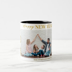 Einfaches Elegantes Modernes Happy New Year One Fo Zweifarbige Tasse