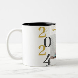 Einfaches Elegantes Modernes Happy New Year One Fo Zweifarbige Tasse