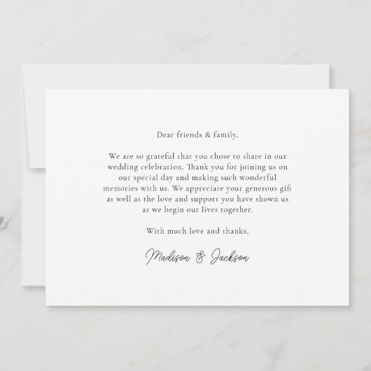 Einfaches elegantes modernes Hochzeitsstil-Foto Dankeskarte (Rückseite)