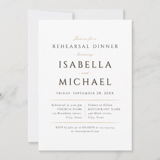 Einfaches Elegantes Modernes Luxe Probe Dinner Einladung (Vorderseite)