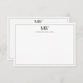 Einfaches elegantes modernes Monogramm Mitteilungskarte (Vorne/Hinten)