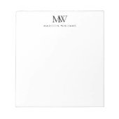 Einfaches elegantes modernes Monogramm Notizblock (Vorderseite)