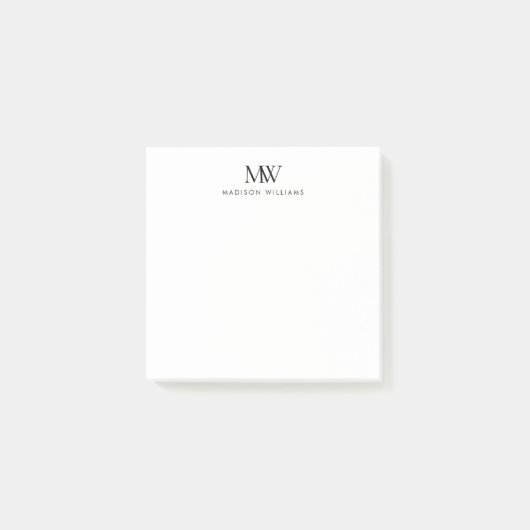 Einfaches elegantes modernes Monogramm Post-it Klebezettel (Vorderseite)