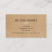 Einfaches elegantes, modernes Rustikales Kraft-Fot Visitenkarte (Rückseite)