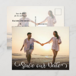 Einfaches elegantes, modernes Script-Foto Save the Ankündigungspostkarte