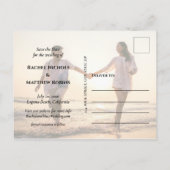 Einfaches elegantes, modernes Script-Foto Save the Ankündigungspostkarte (Rückseite)