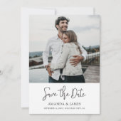 Einfaches elegantes, modernes Script-Foto Save the Date (Vorderseite)