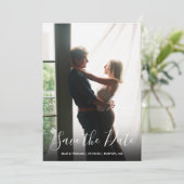 Einfaches elegantes, modernes Script-Foto Save The Date (Stehend Vorderseite)