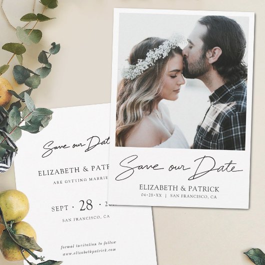 Einfaches elegantes, modernes Script-Foto Save the Date
