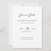 Einfaches elegantes, modernes Script-Foto Save the Date (Rückseite)