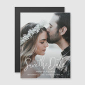 Einfaches elegantes, modernes Script-Foto Save the Magneteinladung (Vorne/Hinten)