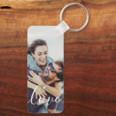 Einfaches elegantes, modernes Script-Foto Schlüsselanhänger (Rückseite)