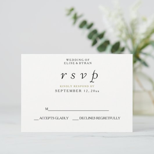 Einfaches elegantes, modernes SkriptWedding RSVP (Stehend Vorderseite)