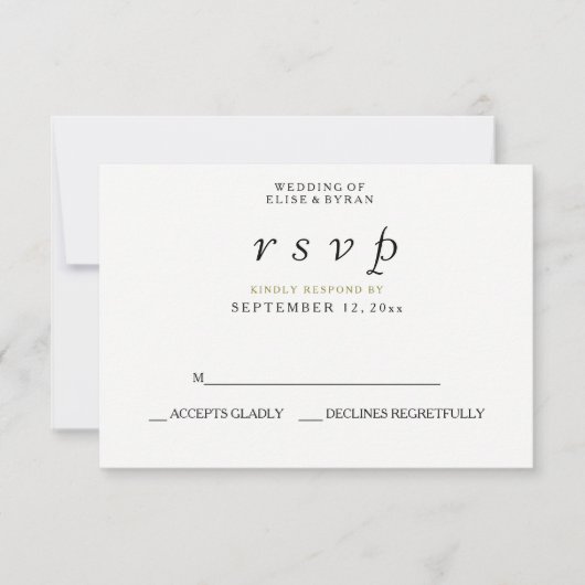Einfaches elegantes, modernes SkriptWedding RSVP Karte (Vorderseite)