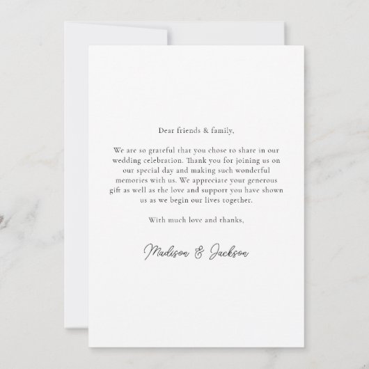 Einfaches elegantes modernes vertikales Foto für H Dankeskarte (Rückseite)