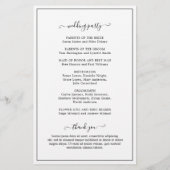 Einfaches, elegantes Mongram-Programm für Hochzeit Flyer (Hinten)