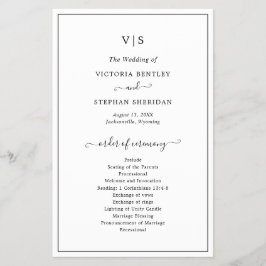 Einfaches, elegantes Mongram-Programm für Hochzeit Flyer