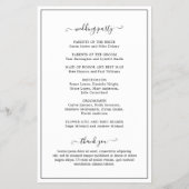 Einfaches, elegantes Mongram-Programm für Hochzeit Flyer (Hinten)