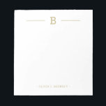 Einfaches elegantes Monogram Gold White Notepad Notizblock<br><div class="desc">Fügen Sie einfach Ihren eigenen Monogramm-Initial und Namen zu diesem eleganten gold-weißen Notizblock hinzu.</div>