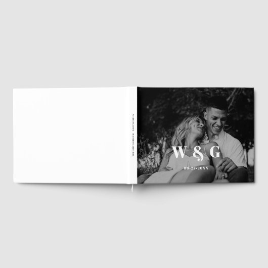 Einfaches, elegantes Monogram-Hochzeitstil-Foto Gästebuch (Voll)