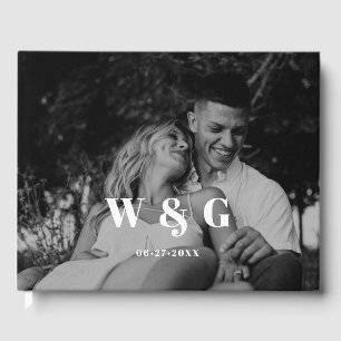Einfaches, elegantes Monogram-Hochzeitstil-Foto Gästebuch
