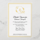 Einfaches elegantes Monogram White n Gold Brautpar Folieneinladung (Vorderseite)