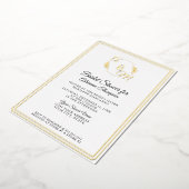 Einfaches elegantes Monogram White n Gold Brautpar Folieneinladung (Gedreht)