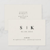Einfaches, elegantes Monogramm Beige Save the Date (Vorne/Hinten)