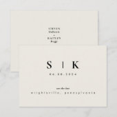 Einfaches, elegantes Monogramm Beige Save the Date (Vorne/Hinten)