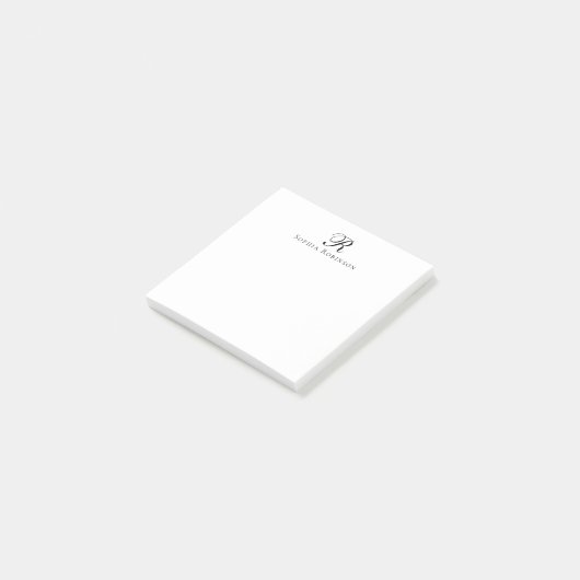 Einfaches elegantes Monogramm-Berufliches Business Post-it Klebezettel (angewinkelt)