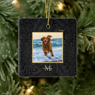 Einfaches elegantes Monogramm-Foto für benutzerdef Keramikornament